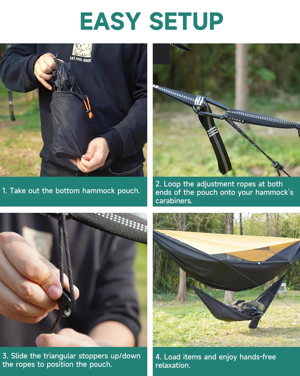 Outdoor 2-in-1 sunshade double-person anti-rollover mosquito-proof hammock, camping quick-opening hammock, with storage hammock