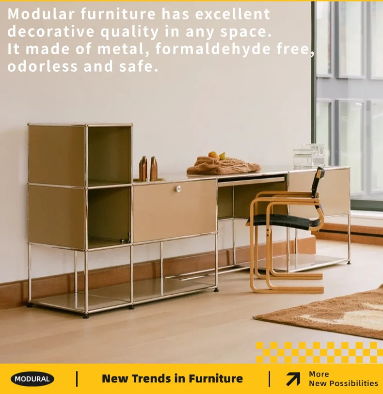 Modern Steel Flip Door Cabinet｜2-Tier Modular Storage Unit｜Custom Color Metal Organizer for Entryway, Living Room or Office