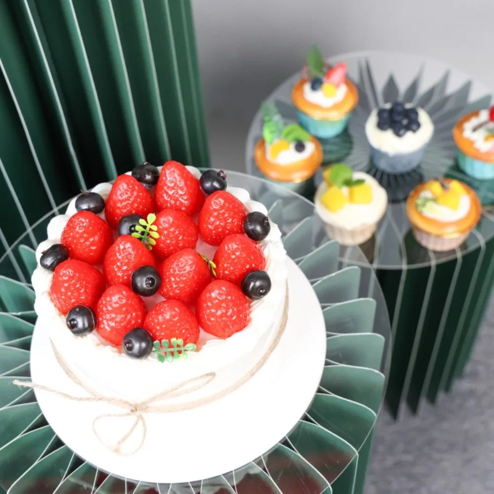 Buffet Risers Food Display Stand Round Table Cake Dessert Stand for Parties Foldable Paper Columns Display for Wedding Birthday