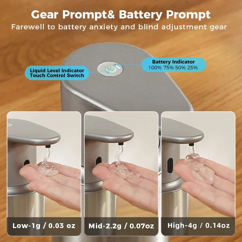 480ml Kitchen Soap Dispenser Automatic Sensor Hand Sanitizer Machine Intelligent Electric Body Wash Soap Dispenser 304 Stainless Steel