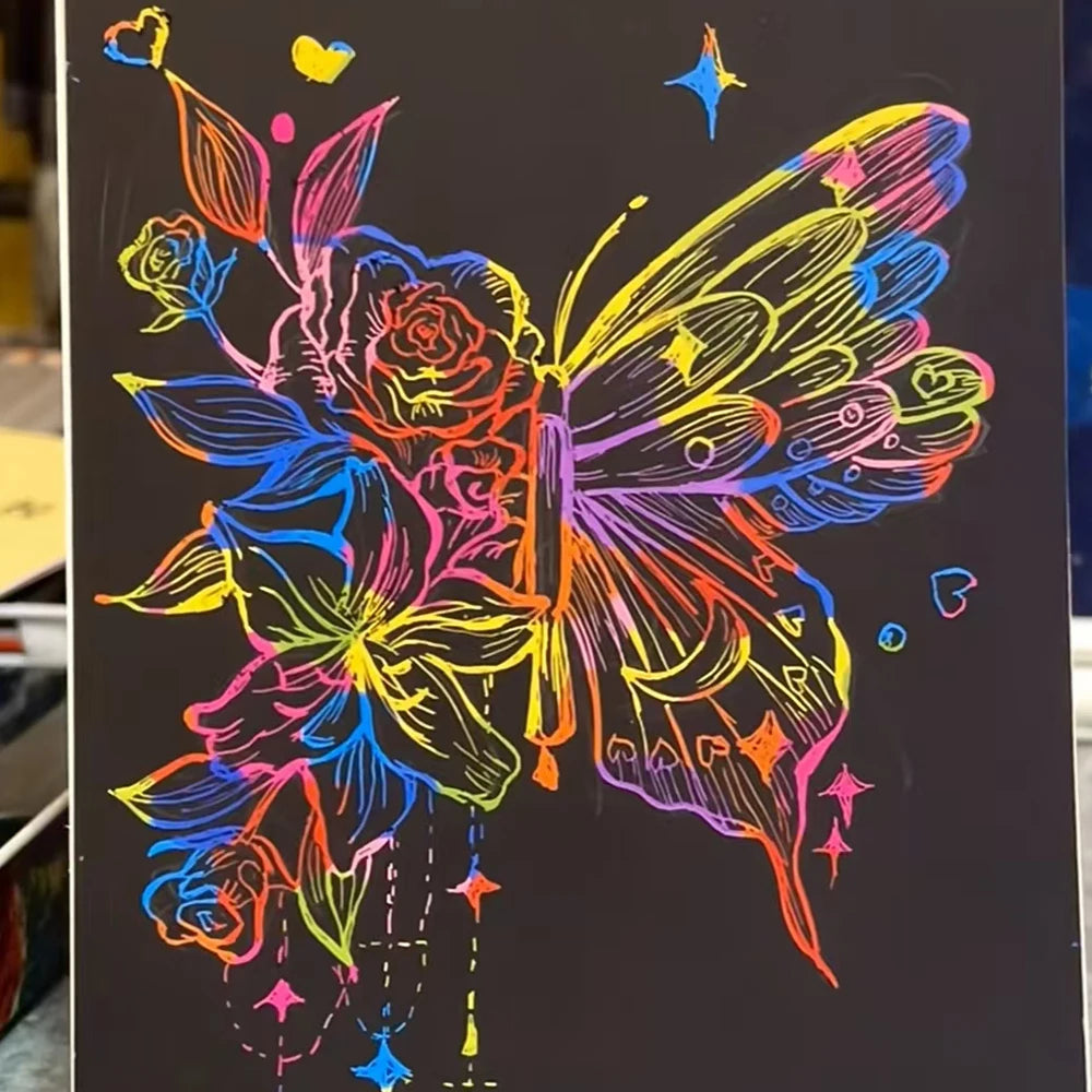 100PCS Rainbow Reveal Craft Kit with Wooden Stylus, Parent-Child Activity Gift for Kids Ages 5-12 (Non-Toxic Coating)