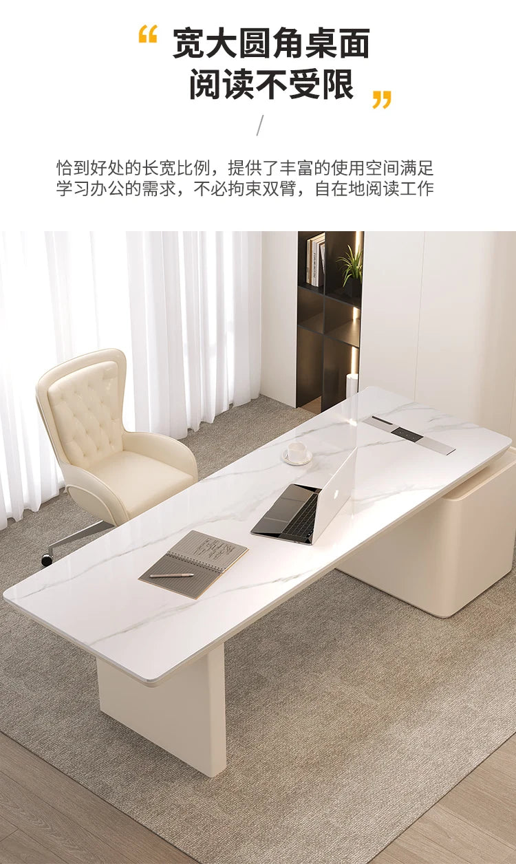 White minimalist office desk modern Elegant high-end design executive desk Mid century luxurymesa ordenador interior furniture