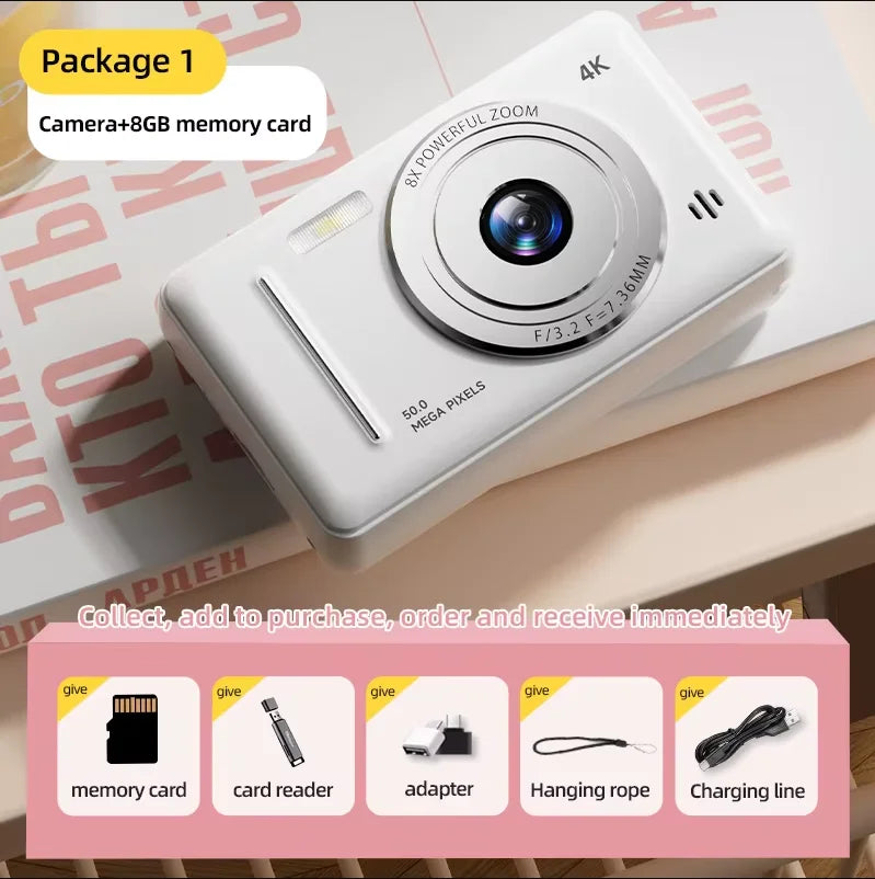Xiaomi 4k Digital Camera Retro CCD Portable Camera 50 Million Pixels Auto Focus Entry-level Camera Dual Camera Flash Student CCD
