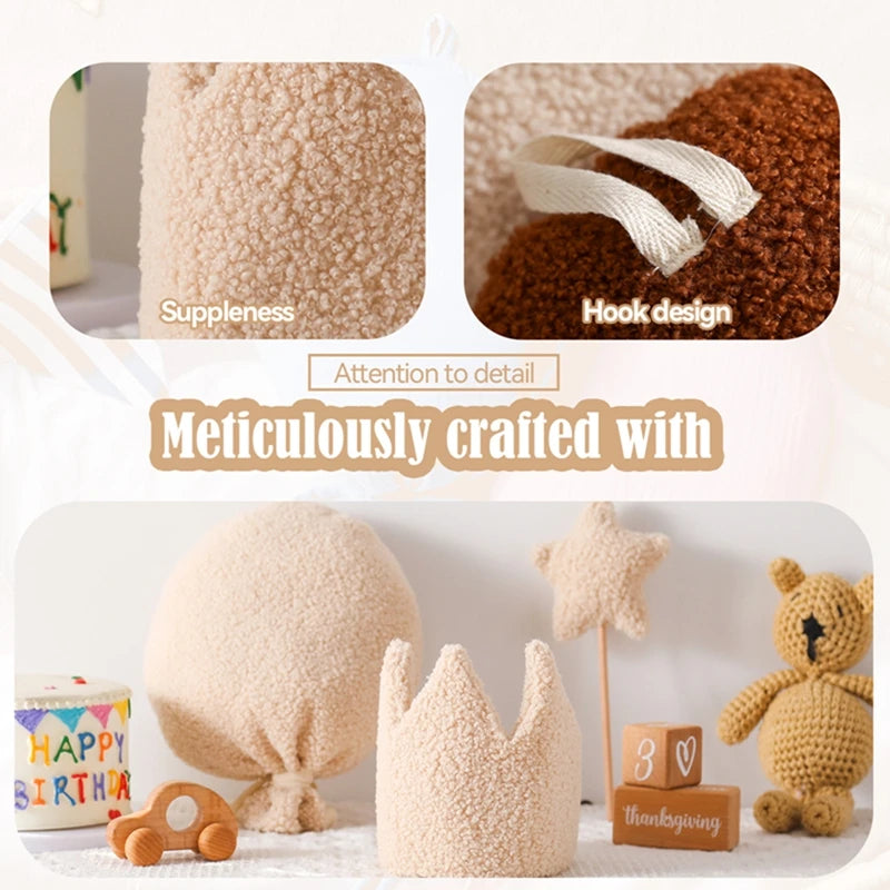 Baby Teddy Velvet Balloon Crown Hat Headwear Star Fairy Stick Happy Birthday Party Decoration Newborn Photography Accessories