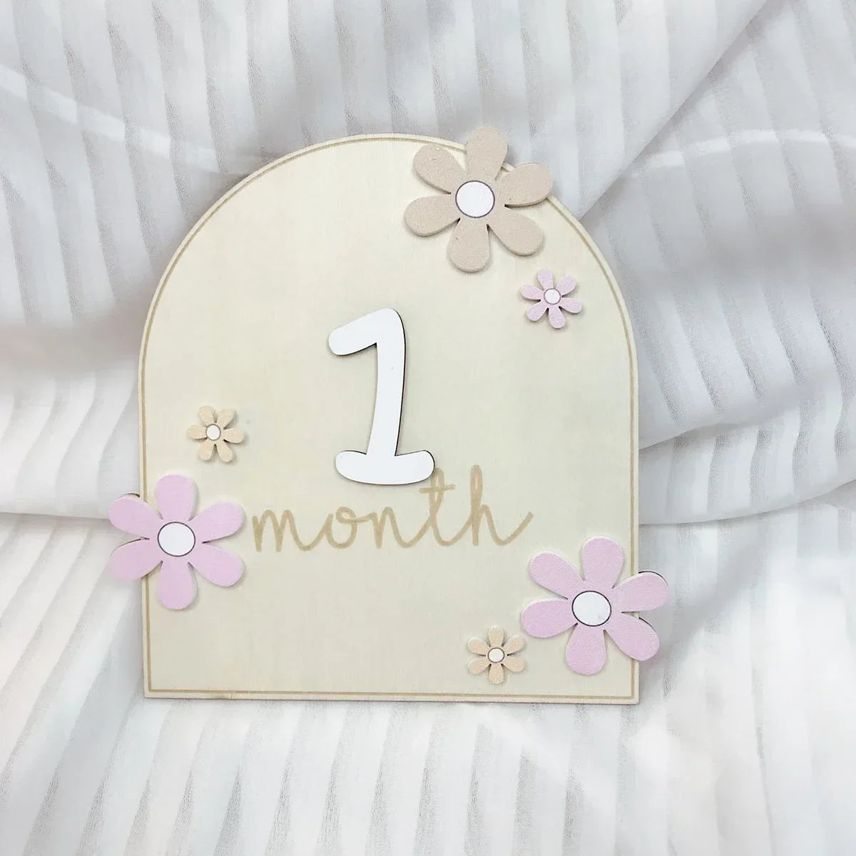Newborn Wooden Monthly Milestone Cards Keepsakes Double Sides Flowers Number Month Girls Boys Baby Photography Props Accessories