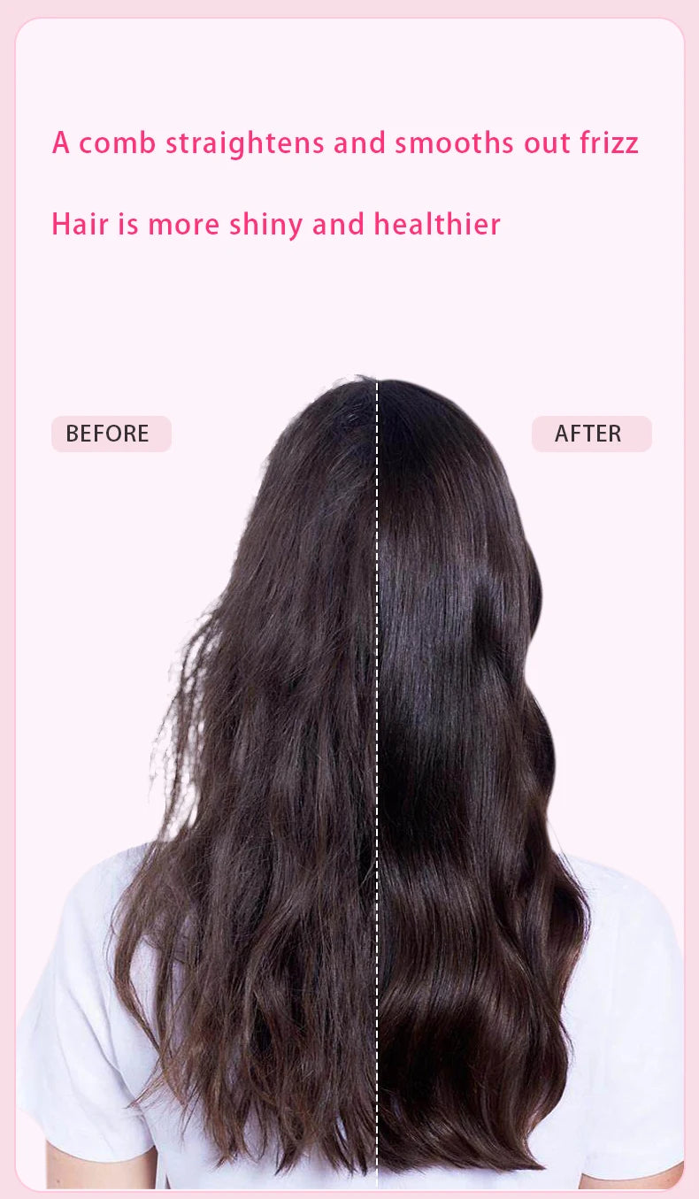 Negative Ion Hair Straightening Brush,360° Flexible Teeth,Fast Heat with 3 Adjustable Temperatures,Safe Anti-Scald Protection