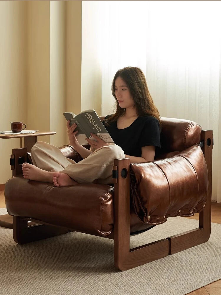 Leather Sofa Chair Luxury Living Room Armchair Single Person Lazy Lounge Chairs Modern Household Leisure Relaxation Chairs