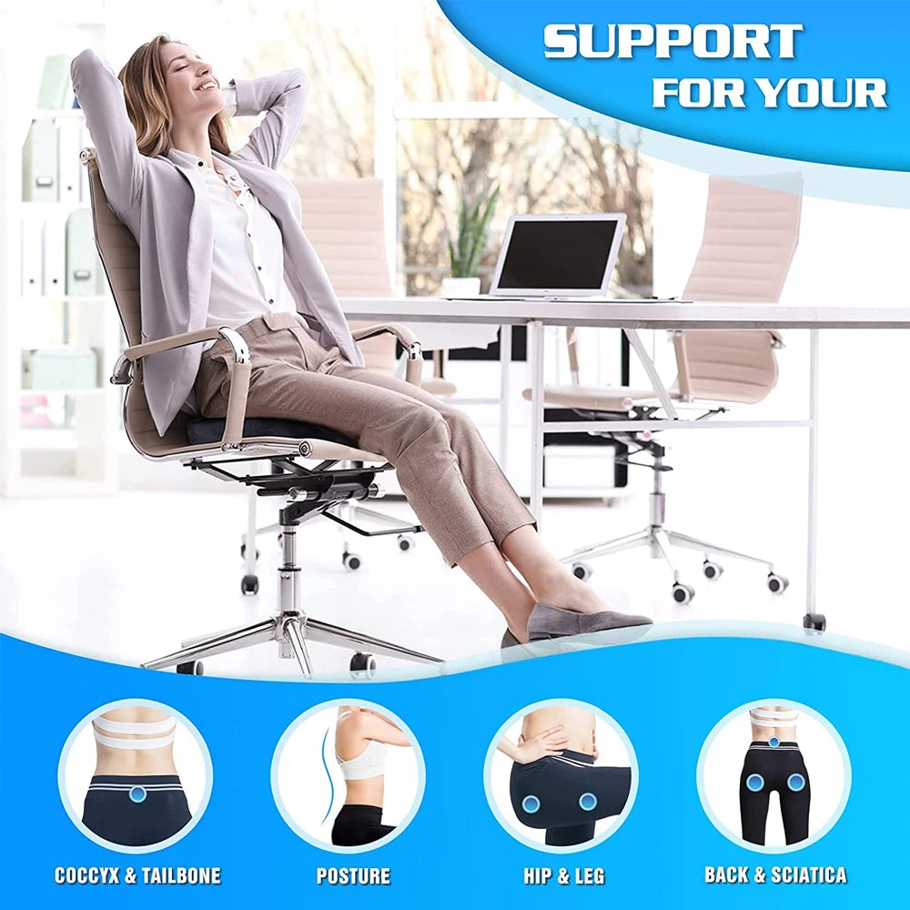 1PCS Seat Cushion Pillow for Office Chair - Memory Foam Firm Pad - Sciatica,Lower Back Pain -Contoured Posture Corrector for Car