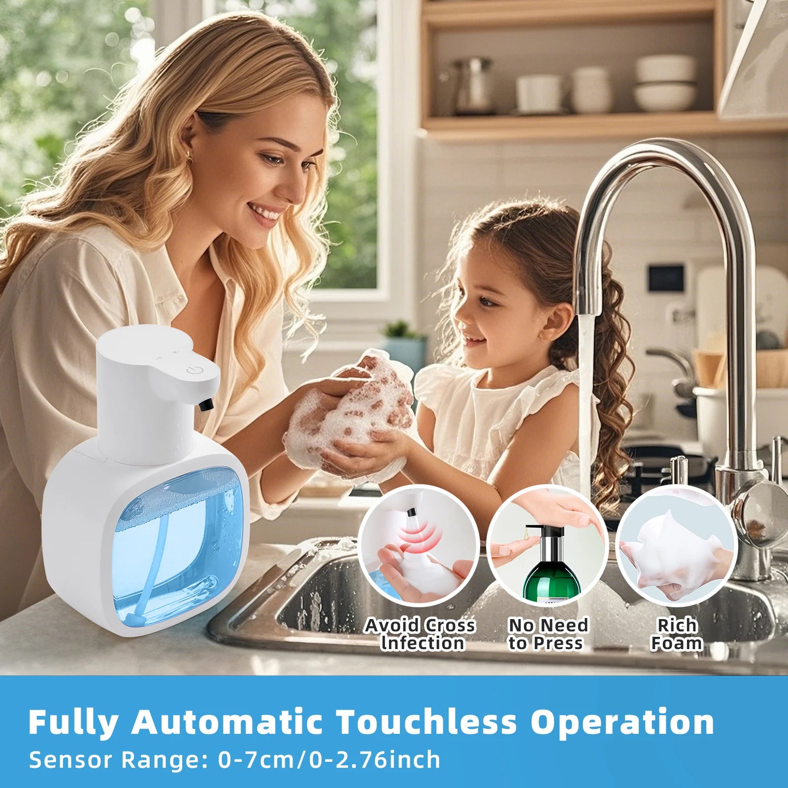 New Wall Mounted Automatic Soap Dispenser Foam Smart Hand Washing Machine 500ml Liquid Rechargeable Bathroom Induction Sensor