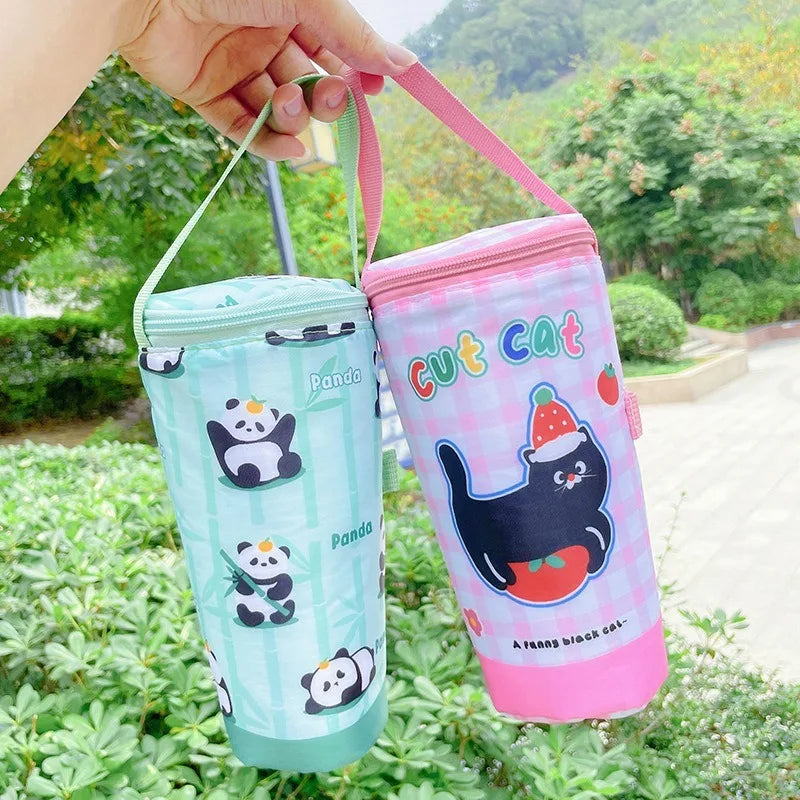 Portable Milk Tea Tote Bag Heat Preservation Bag Carrying Insulated Cup Cover Umbrella Bag Handbag Camping Drinkware Accessories