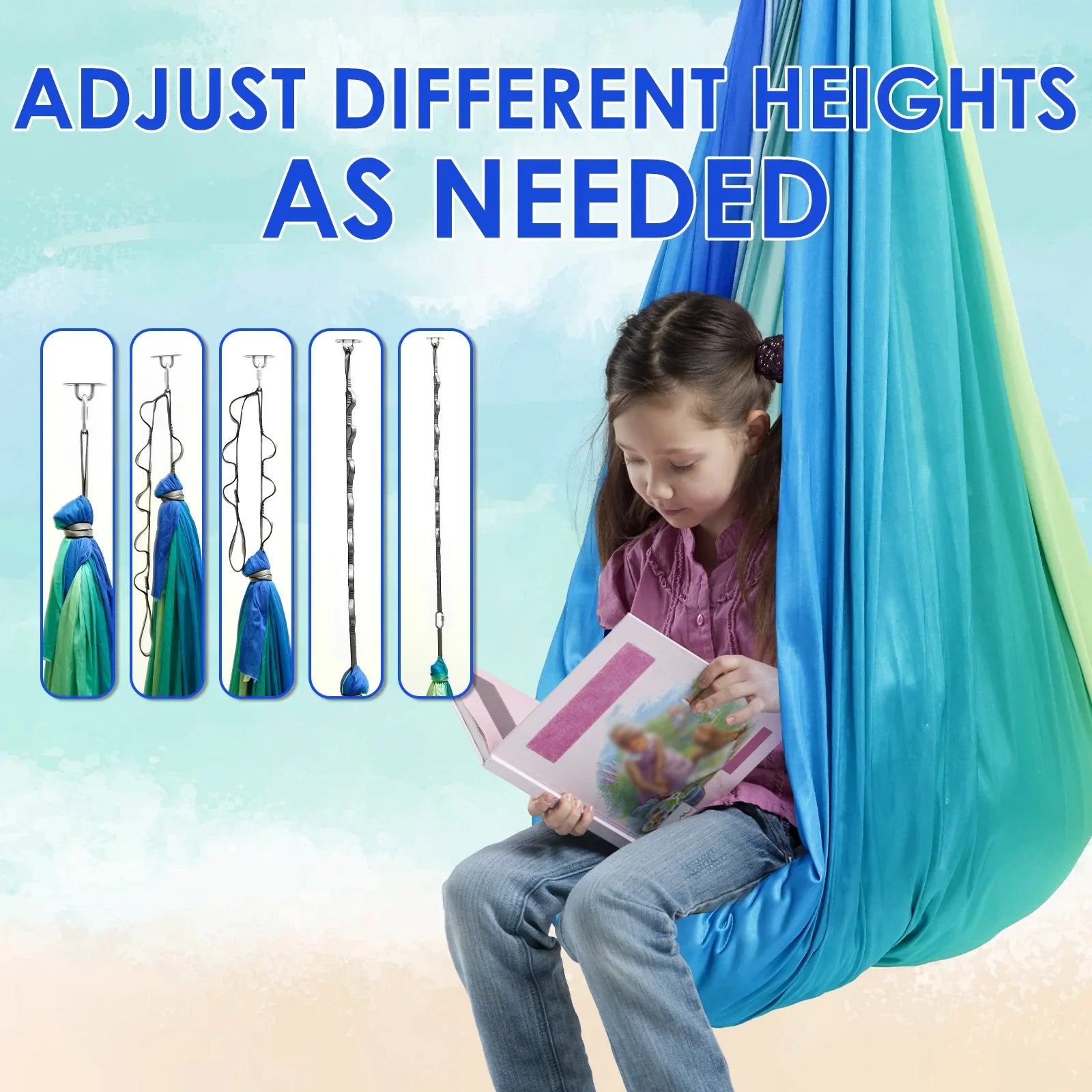 Sensory Swing Comfortable Kids Sensory Hammock Holds up to 200 lbs Indoor Cuddle Swing with 360° Swivel Hardware for Children