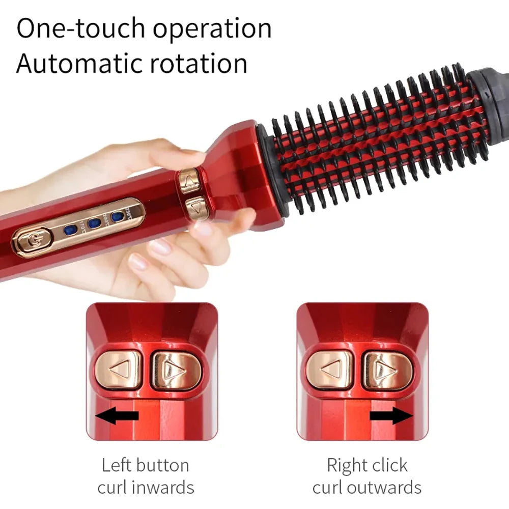 Automatic Rotating Electric Hair Brushes 2 in 1 Straightening and Curling Ionic Hot Comb Ceramics Fast Heating Anti -scalding