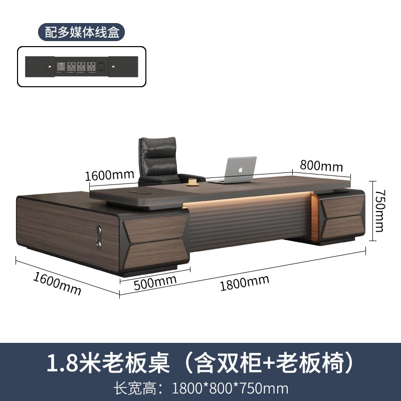 L-shaped luxury chairperson's room manager chair combination simple modern president's desk furniture Executive Office Desk home