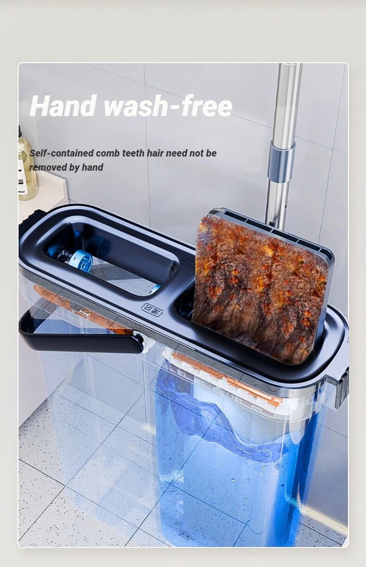 JOYBOS Spin Hand Free Flat Mop 33cm With Bucket Set Floor Cleaning Wet&Dry System Separation For Living Room Toilet Home Mops
