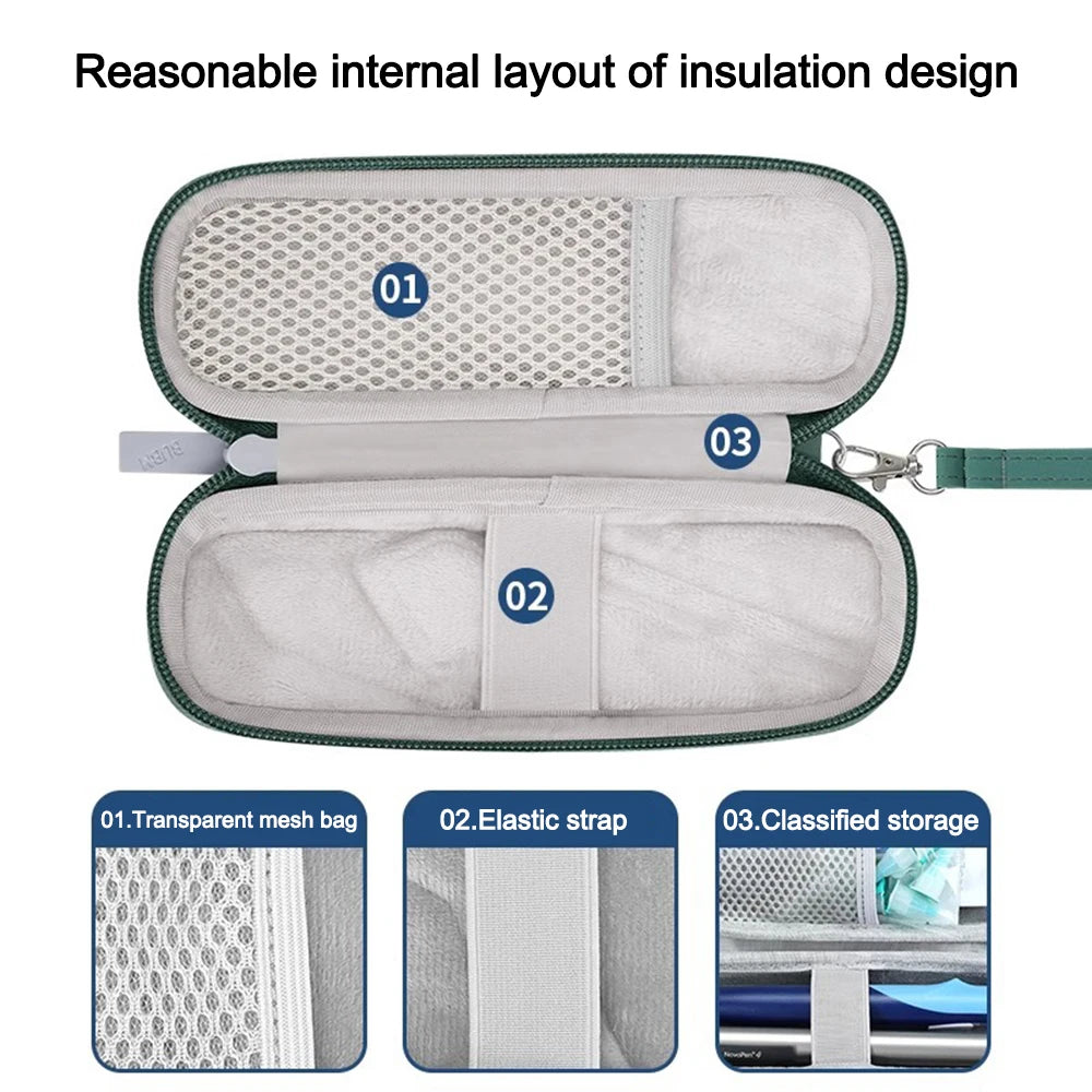 EVA Insulin Cooling Bag Waterproof with Gel Translation Pen Storage Bag Thermal Insulated Pocket Pill Protector for Diabetics