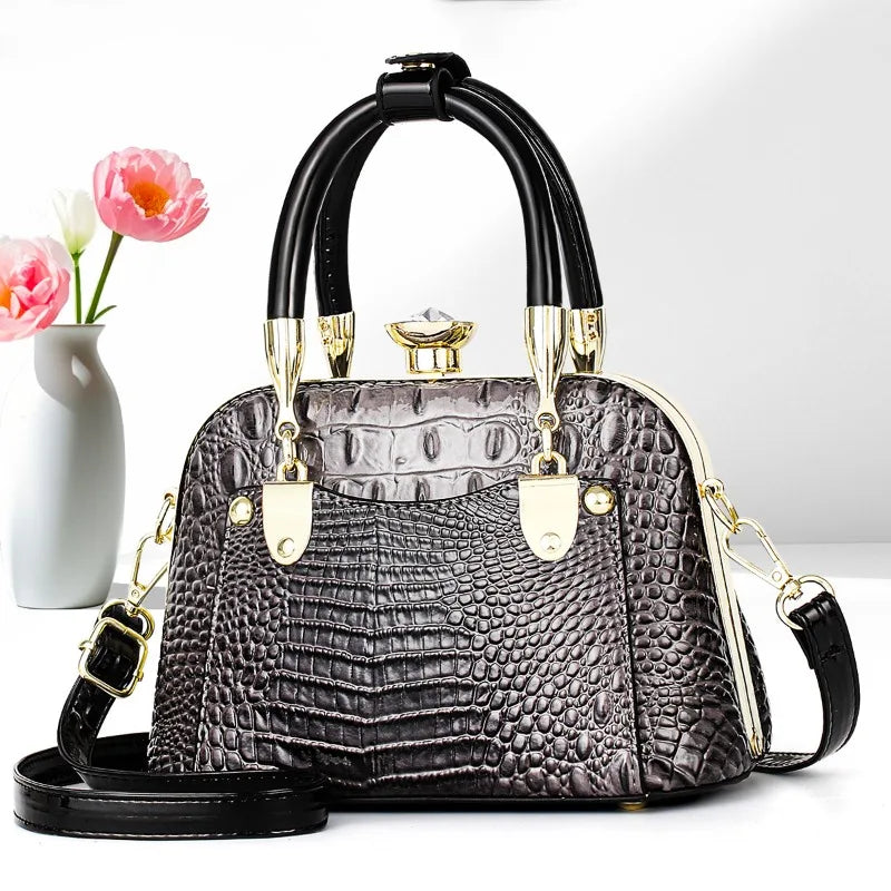 2025 New Luxury Handbags Women Bags Designer Crocodile Pattern Ladies Boston Shoulder Bag High Quality Womens Casual Tote Bag