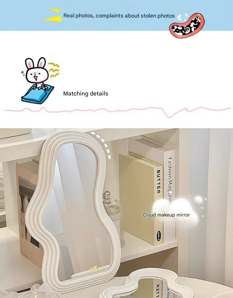 Wavy Wall Mirror Items Girls Small Floor Funky Cloud White Cute Mirror Men Nordic Korean Plastic Espelhos Home Decorations Cheap