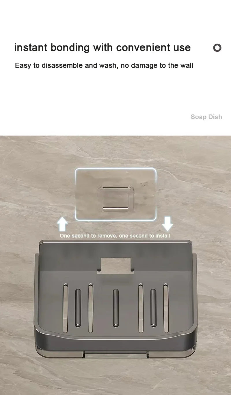 Bathroom Soap Holder Free-Punching Wall Mounted Soap Sponge Holder Organizer Double drainage Soap Dish Bathroom accessories