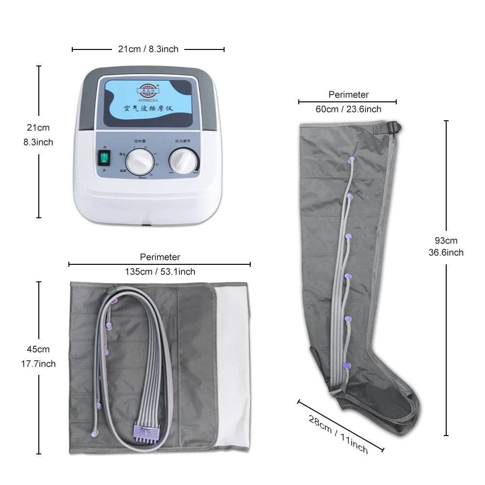 6 Air Wave Electric Massager Lymphatic Drainage Vacuum Therapy Pressotherapy Machine Muscles Relax Leg Arm Waist body Massage