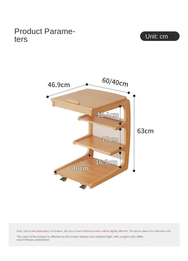X&D Solid Wood Sofa Side Several Movable Living Room With Wheel Side Cabinet Bedside Shelf Simple Household Coffee Small Table
