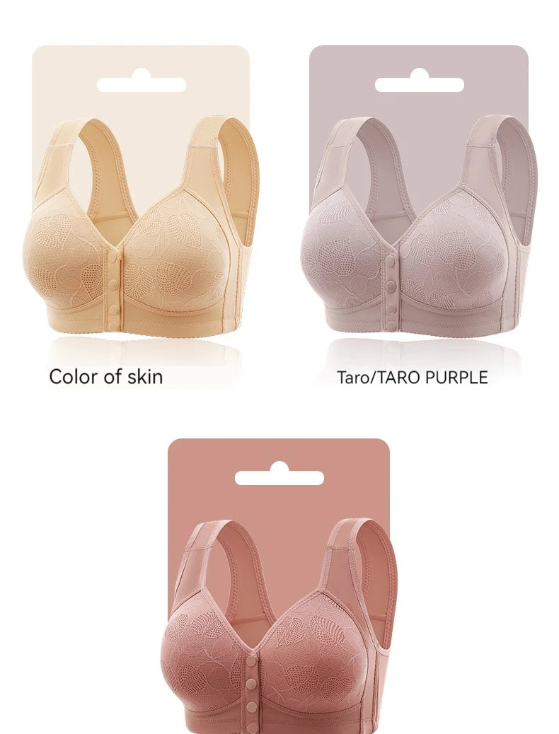 New Pregnant Women's Front Open Button Breastfeeding Bra Women's Large Steel Ring Free Bra Traceless Thin Comfortable Bra