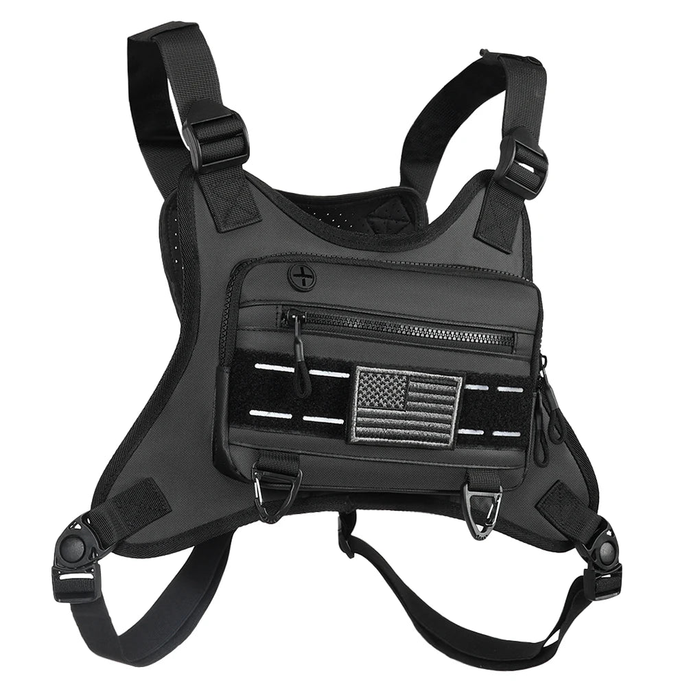 Sports Chest Bag Lightweight Front Chest Pack Running Vest Bag With Pocket Phone Holder Large Capacity Waterproof Tactical Vest