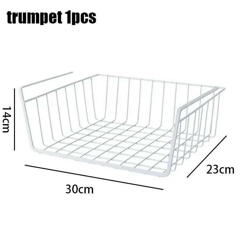 Multi Functional Shelf Desk Cabinet Storage Rack Under Table Hanging Mesh Basket Wardrobe Holders Metal Iron Kitchen Organizer