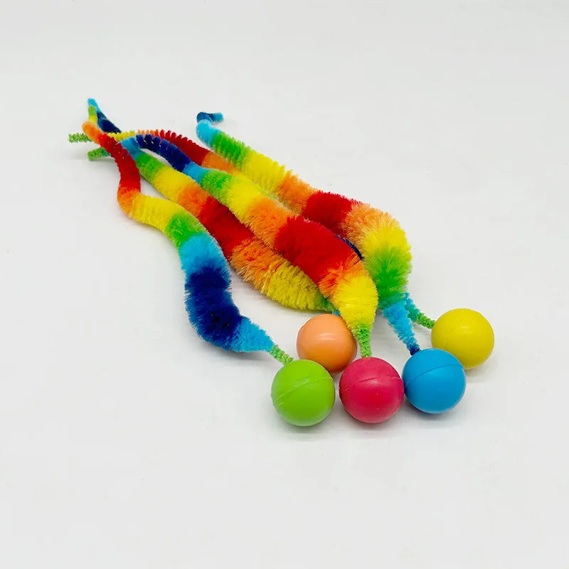 Cat interactive toys Tickle Cat Colorful Bouncing Ball Pet Supplies Puzzle Teasing Indoor Cat Worm Caterpillar Elastic Toy