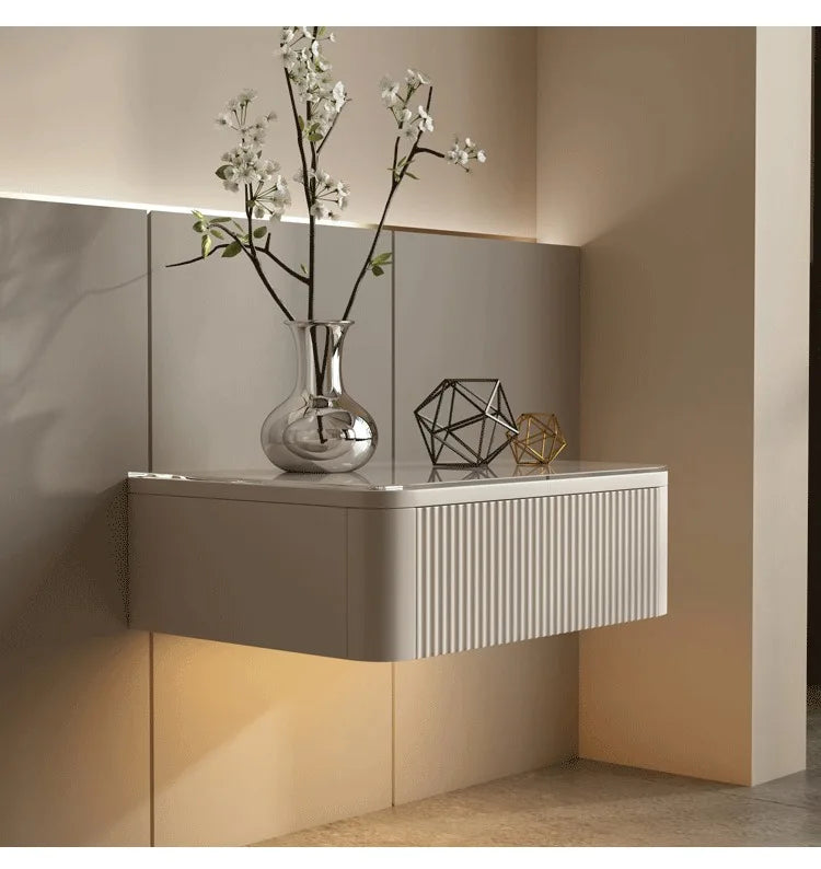 Floating Bedside Table Living Room Designer Nightstands Suspended Nightstand Storage Cabinet Wood Multifunctional Neat Bed Desk