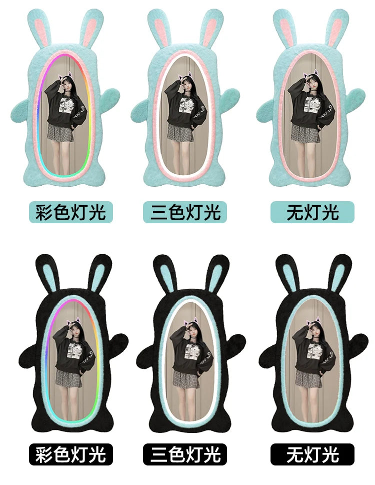 Aesthetic Light Mirror Long LED Girls Standing Smart Makeup Full Body Vanity Mirror Cute Standing Espelhos Home Decorations