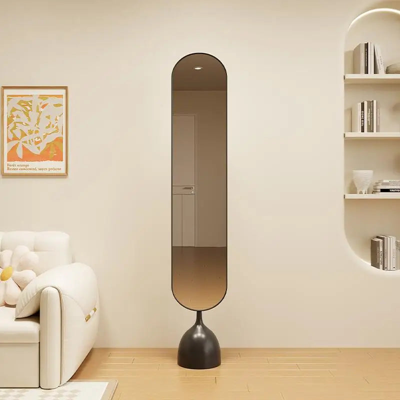 Dressing Mirror Full Body Nordic Household Movable Floor-standing Light Luxury Living Room Rotary Celebrity Explosion Proof Full