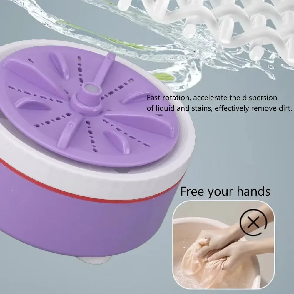 Portable USB Mini Washer Compact Turbine for Underwear & Socks with 3 Adjustable Speeds Space-Saving Design for Dorms & Travel