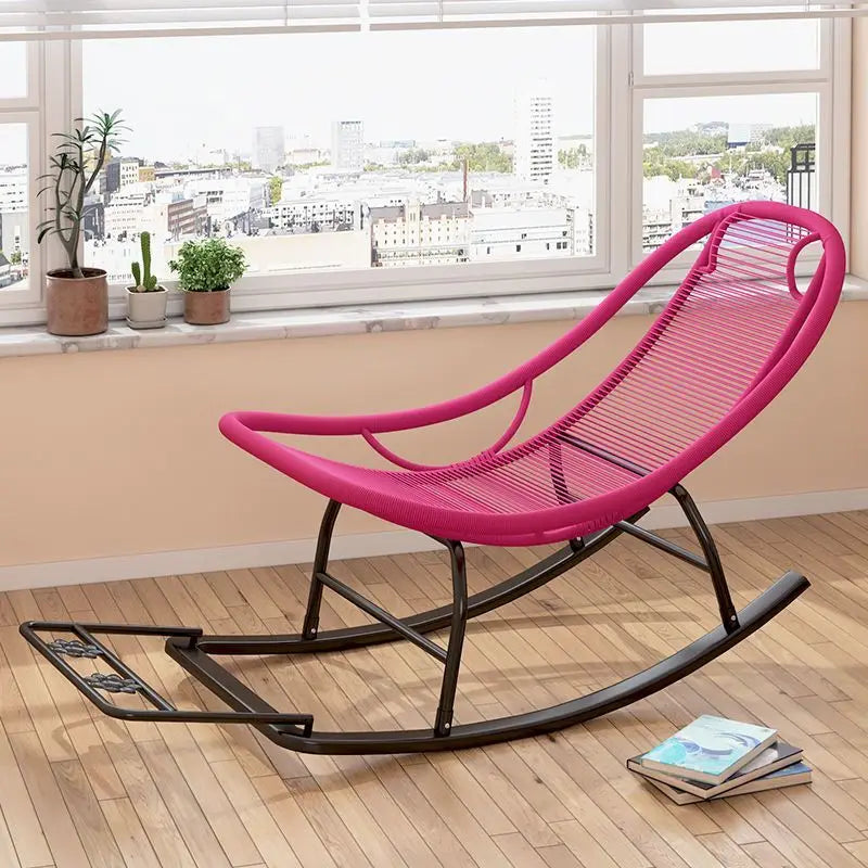 Rocking Recliner Garden Chair Widened Rocking Recliner Rattan Rainbow Rocking Chair Home Living Room Leisure Recliner