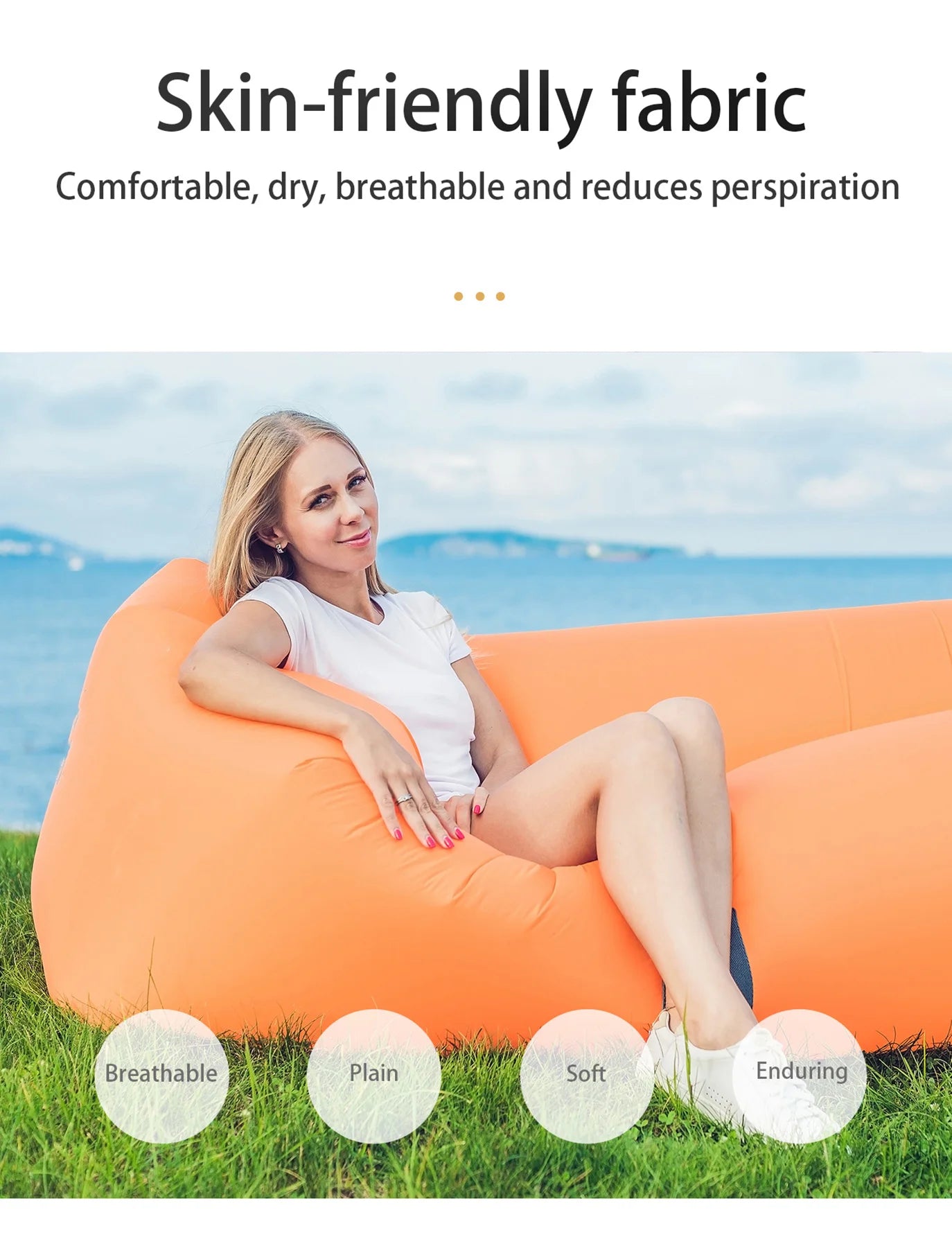 Outdoor lazy inflatable sofa, air mattress, single lounge chair, portable camping nap sofa