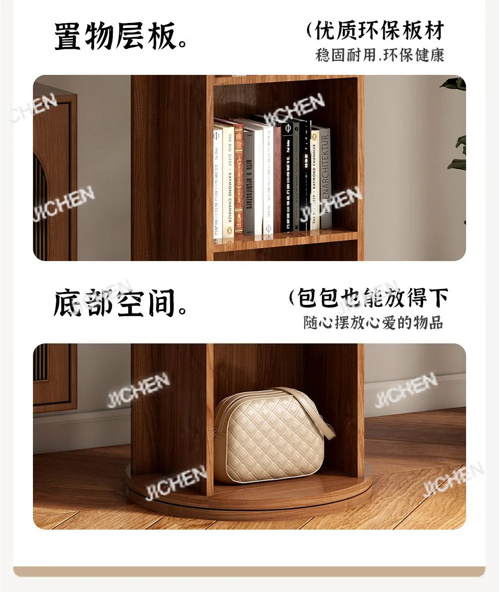 Removable magazine bookshelf rotating full-length mirror vertical full-body floor rotating storage integrated fitting mirror
