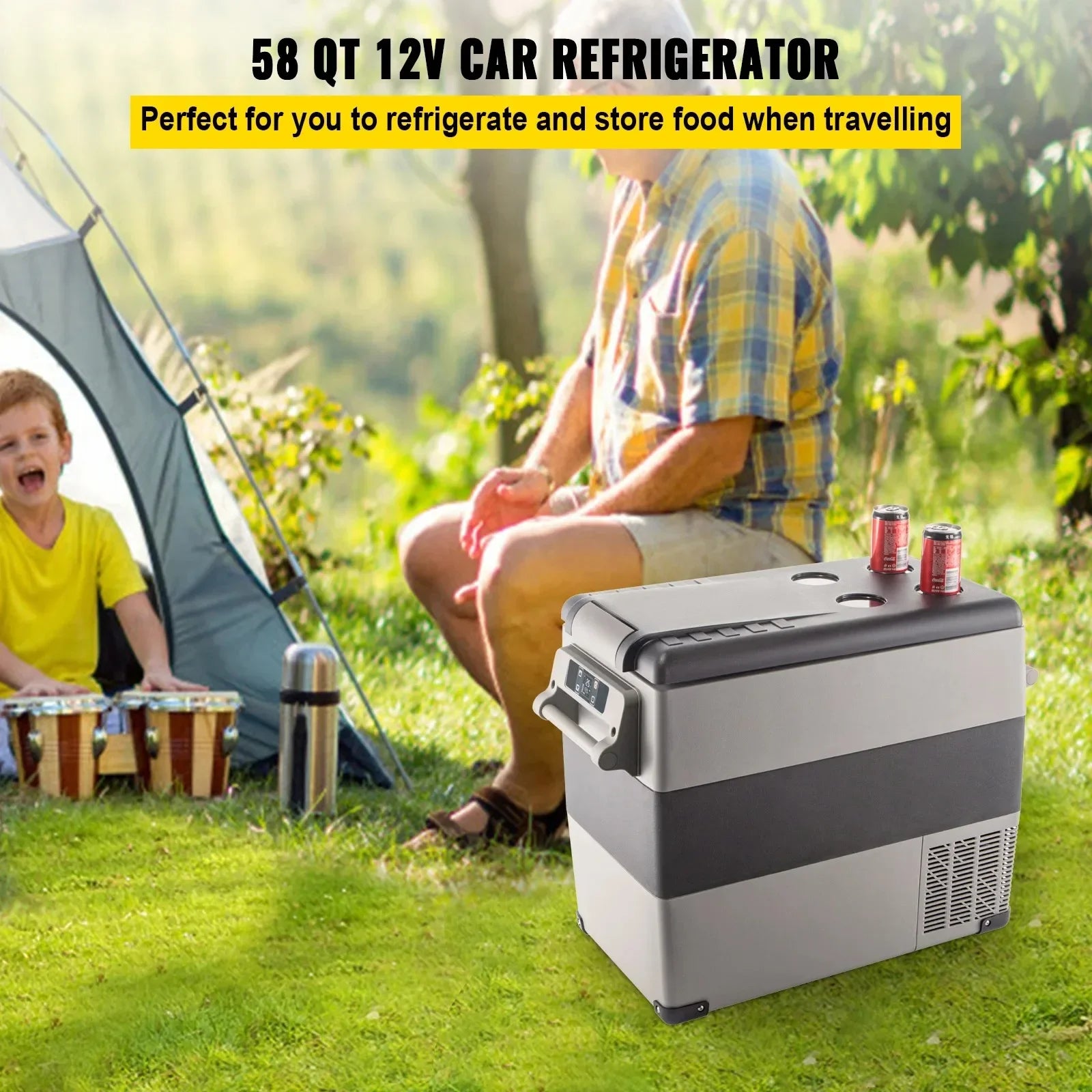 35L/45L/55L Car Refrigerator Mini Fridge Freezer Portable Compressor Cooler 12/24V DC 110-240V Ice Box for Camping