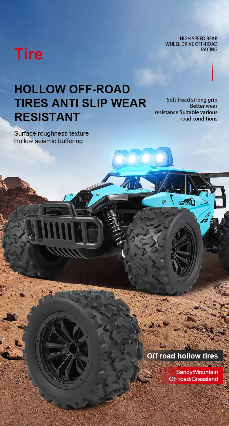 ZWN 1:16 2.4Gh Model RC Car With LED Lights 2WD Off-road Remote Control Climbing Vehicle Outdoor Cars Toys for Boys Girls Gifts