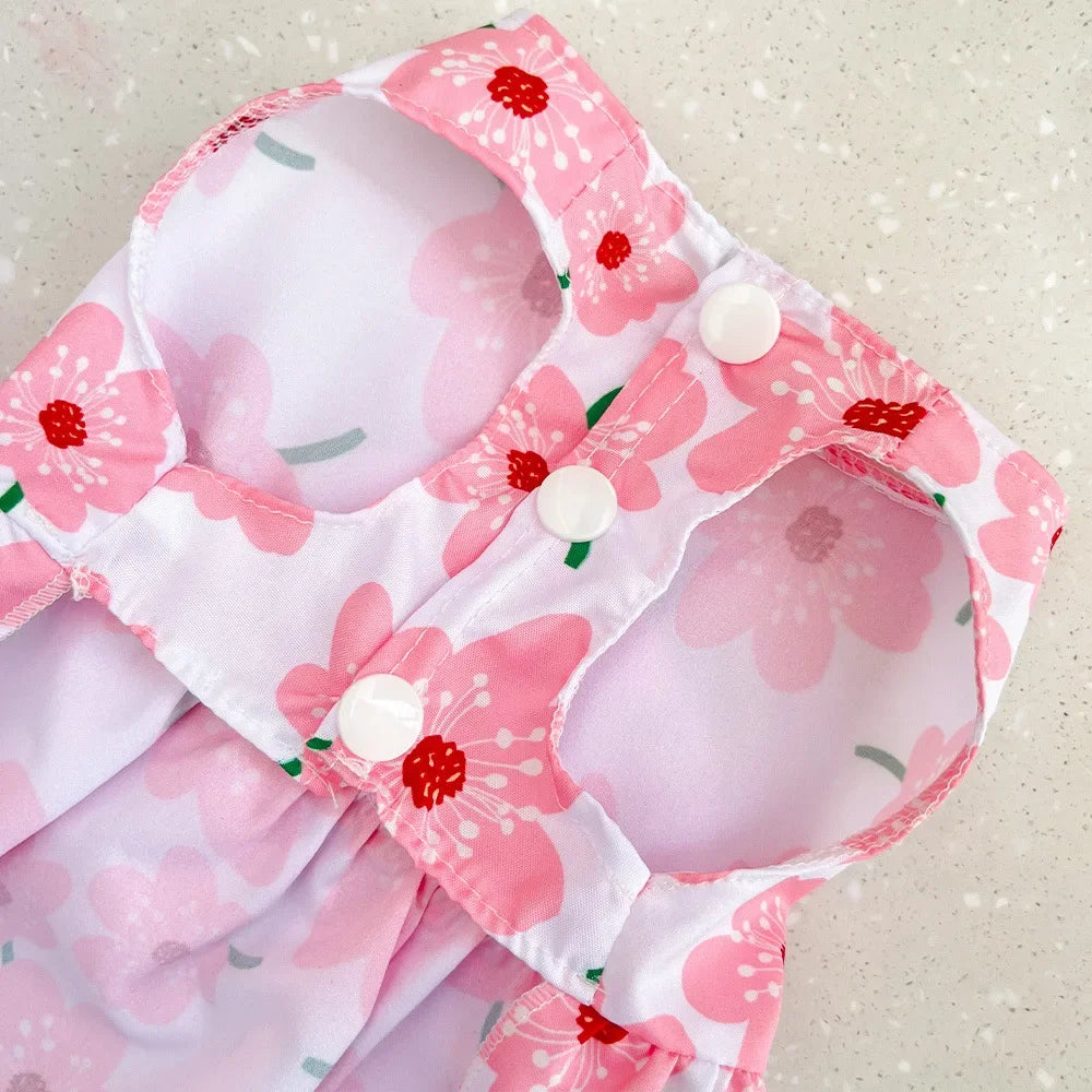 Summer Floral Dog Princess Dress Kitten Pet Skirt Cute Printed Bow Lace Dog Dresses for Small Medium Puppies Poodle Apparel