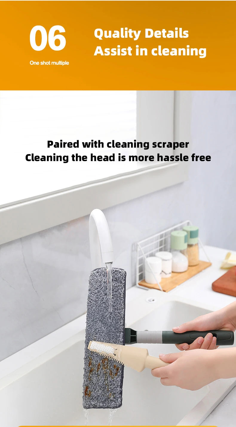 72-226CM Extended Window Cleaning Tool Glass Cleaner Mop with Silicone Scraper Window Cleaning Brush Household Cleaning Tools