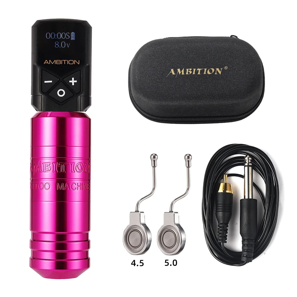 Ambition Torped 32 Powerful Brushless Motor 4.0mm-4.5mm-5.0mm Stroke Rotary Tattoo Pen Machine With RCA Cord For Tattoo Artists