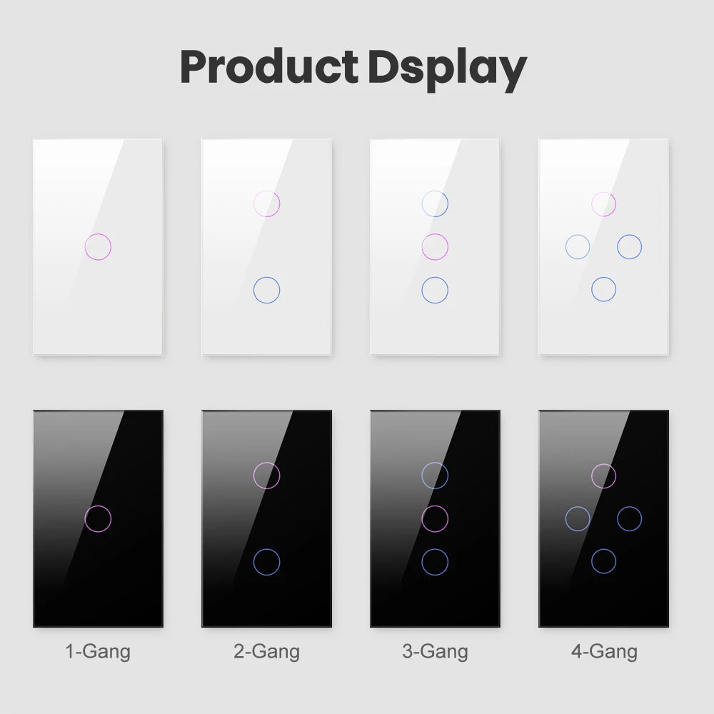 AVATTO Tuya WiFi/Zigbee Smart Light Switch, Neutral Wire/No Neutral Wire Required Wall Touch Switch Work with Alexa, Google Home