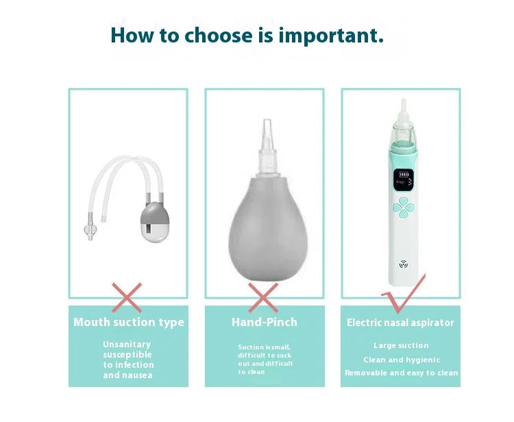 AiQUE Baby Nose Cleaner Silicone Adjustable Suction Electric Child Nasal Aspirator Safety Convenient Low Noise