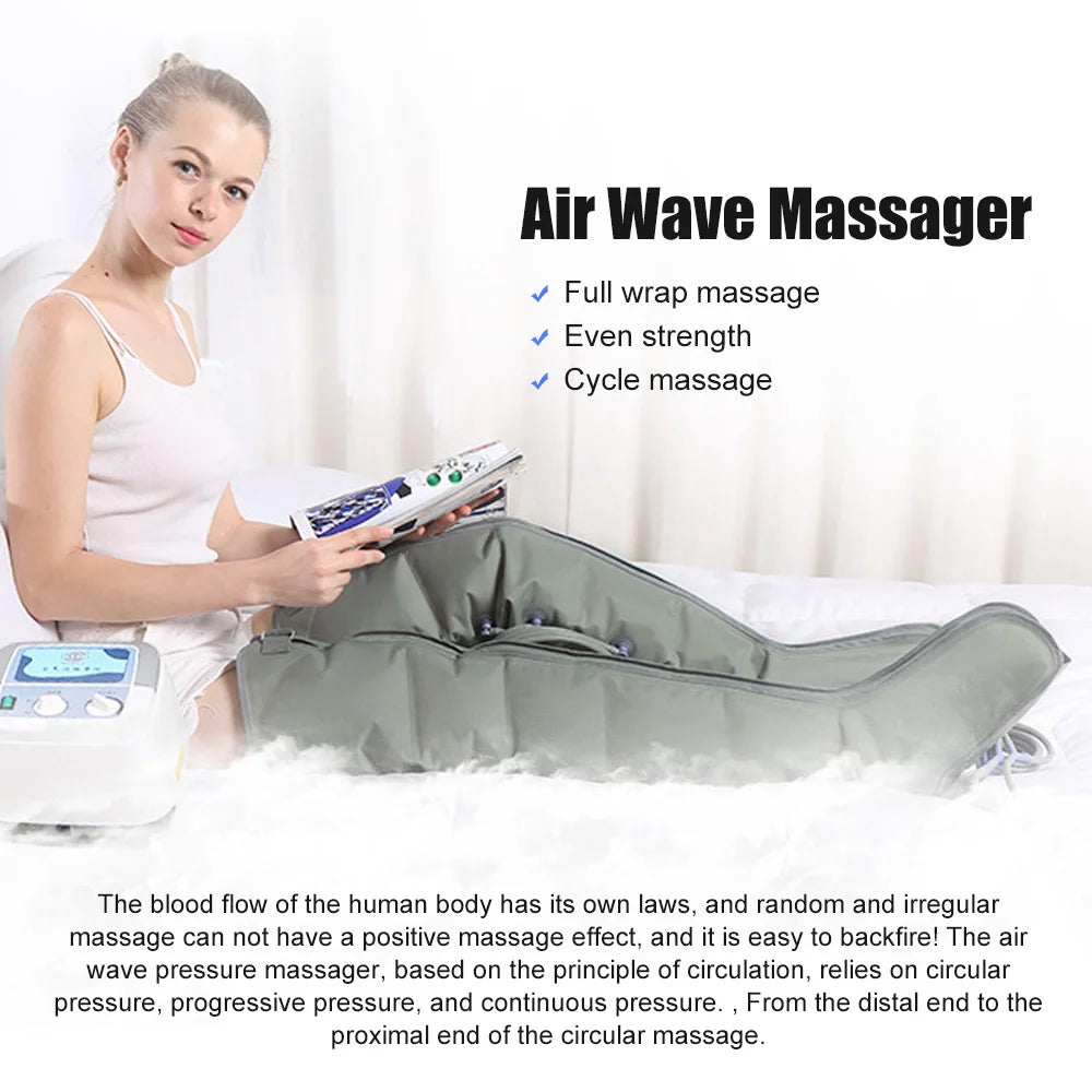 6 Air Wave Electric Massager Lymphatic Drainage Vacuum Therapy Pressotherapy Machine Muscles Relax Leg Arm Waist body Massage