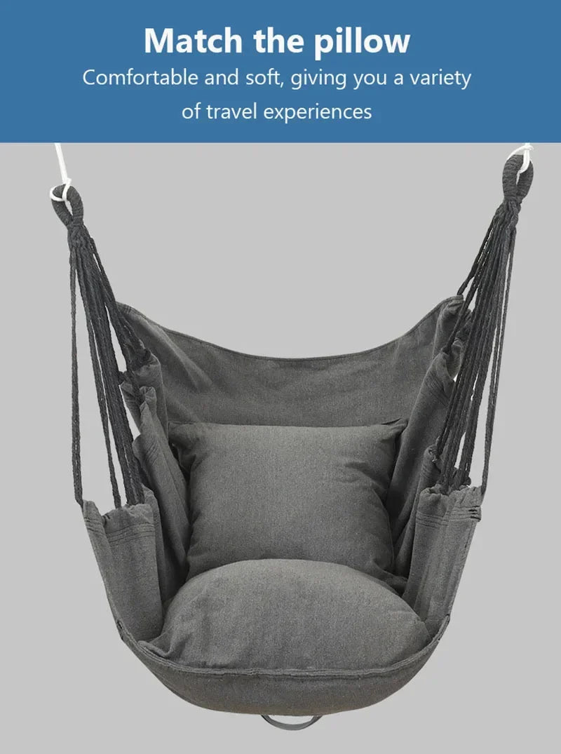 Durable Hanging Hammock Chair Bedroom Furniture Hanging Swing Indoor Outdoor Cotton Rope Boho Patio Chair Home Decor for Balcony