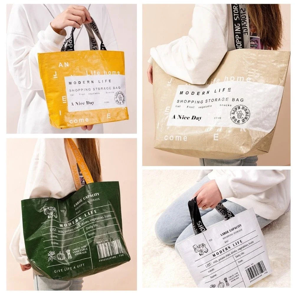 Large-capacity Waterproof Supermarket Grocery Shopping One-shoulder Portable PP Woven Shopping Bag for Retail Store,boutique