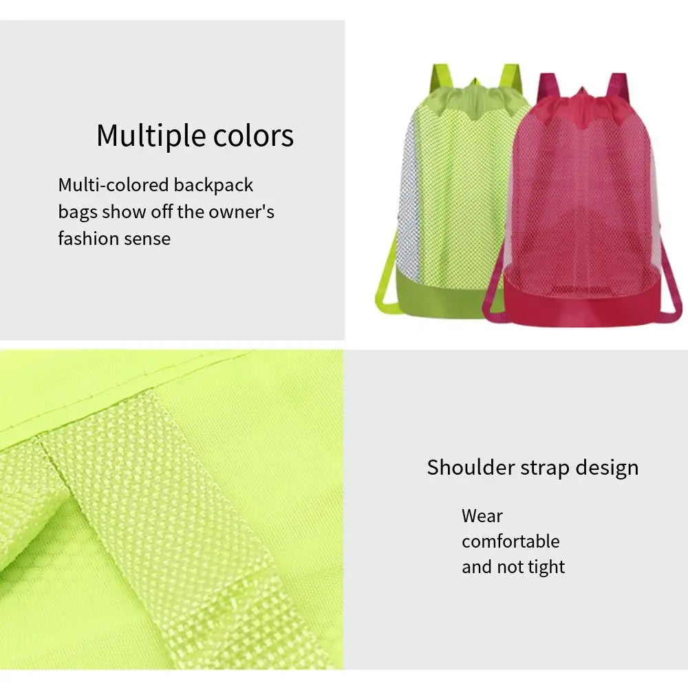 Convenient Large Capacity Beach Bag Foldable Lightweight Swimming Backpack Portable Breathable Beach Toy Baskets Clothes