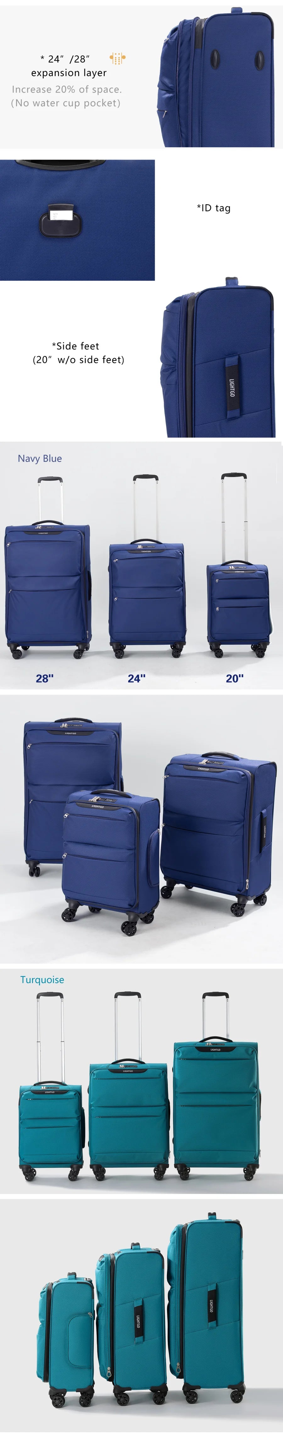 LightGo Ultra Lightweight Luggage Waterproof Expandable Large Capacity 8 Wheel Silent Spinner Check in Carry on Bag