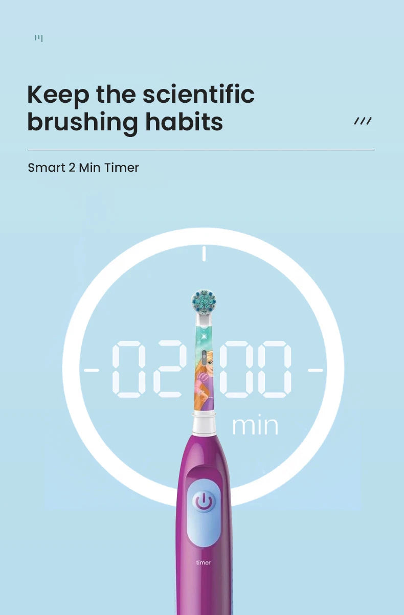 Oral B DB5510K Electric Toothbrush Children Rotary Teeth Brush Soft Bristles 2Min Timer Waterproof Battery Powered For 3-12 Ages