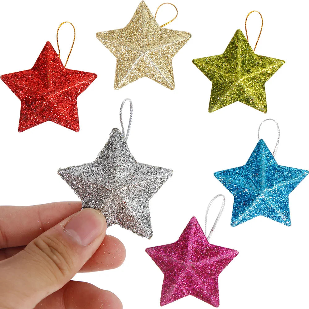 Christmas decoration pendant, Christmas tree decoration, golden three-dimensional star pendant