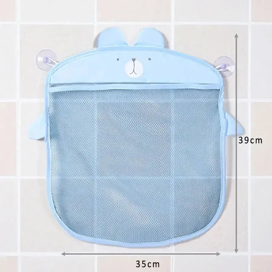 Cartoon Cute Multiple Storage Network Quick Drying Baby Bath Toy Storage Bag Bathroom Bath Bag with Suction Cup Hanging Bag
